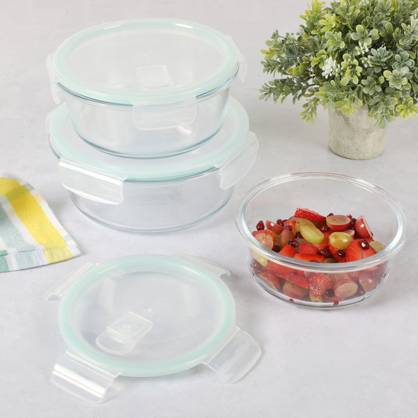 Gibson Home Martha Stewart Lamoine 6-Piece (44oz 32oz 22oz) Round Borosilicate Glass Storage Container Set W/ Lids