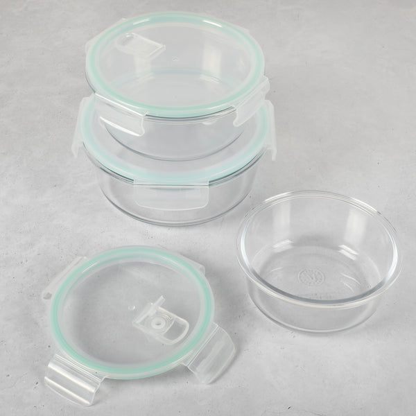 Gibson Home Martha Stewart Lamoine 6-Piece (44oz 32oz 22oz) Round Borosilicate Glass Storage Container Set W/ Lids
