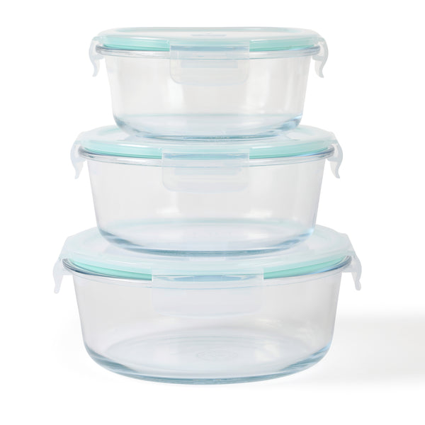 Gibson Home Martha Stewart Lamoine 6-Piece (44oz 32oz 22oz) Round Borosilicate Glass Storage Container Set W/ Lids