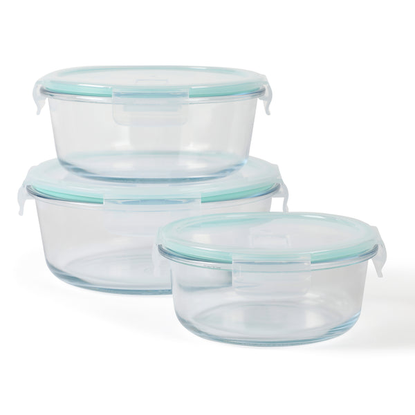 gibson home Martha Stewart Lamoine 6-Piece (44oz 32oz 22oz) Round Borosilicate Glass Storage Container Set w/ Lids