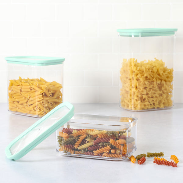 Gibson Home Martha Stewart Langstaff 6 Piece (92oz 60oz 26oz) Stackable Rectangular Container Set W/ Martha Blue Lids