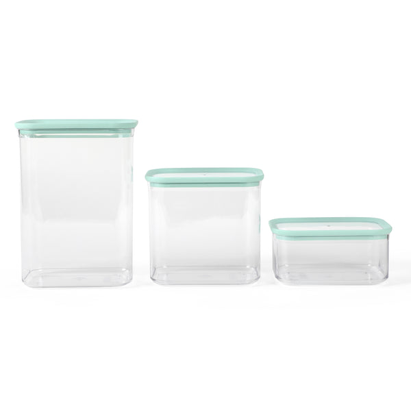 Gibson Home Martha Stewart Langstaff 6 Piece (92oz 60oz 26oz) Stackable Rectangular Container Set W/ Martha Blue Lids