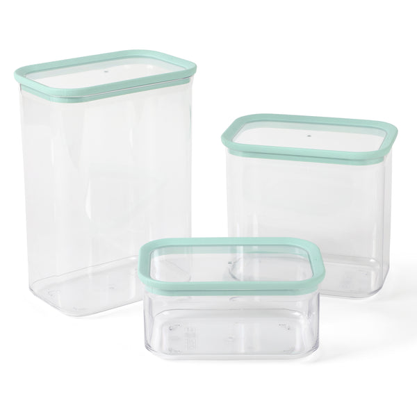 gibson home Martha Stewart Langstaff 6 Piece (92oz 60oz 26oz) Stackable Rectangular Container Set w/ Martha Blue Lids