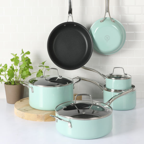 Gibson Home Martha Stewart Lockton 10-Piece Enameled Aluminum Non-Stick Cookware Set