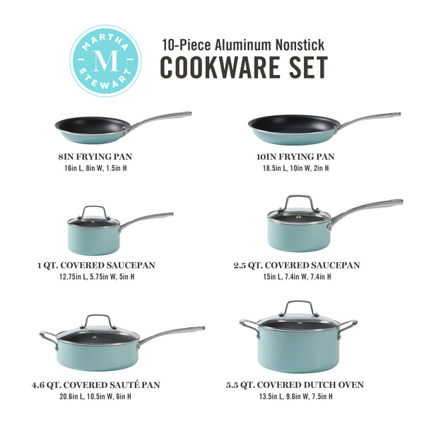 Gibson Home Martha Stewart Lockton 10-Piece Enameled Aluminum Non-Stick Cookware Set