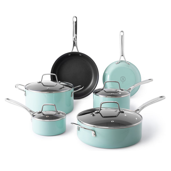 gibson home Martha Stewart Lockton 10-Piece Enameled Aluminum Non-Stick Cookware Set