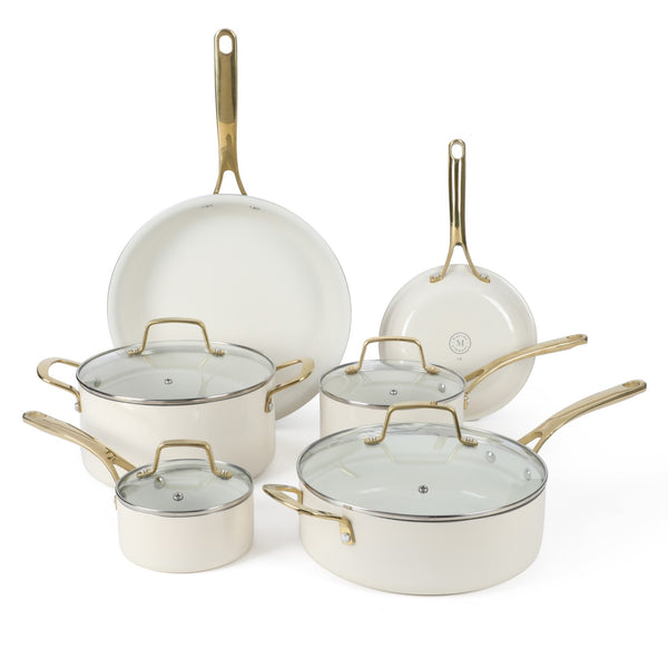 gibson home Martha Stewart Lockton 10-Piece Heavy Gauge Aluminum Cookware Set w/ Ceramic Non-Stick Interior