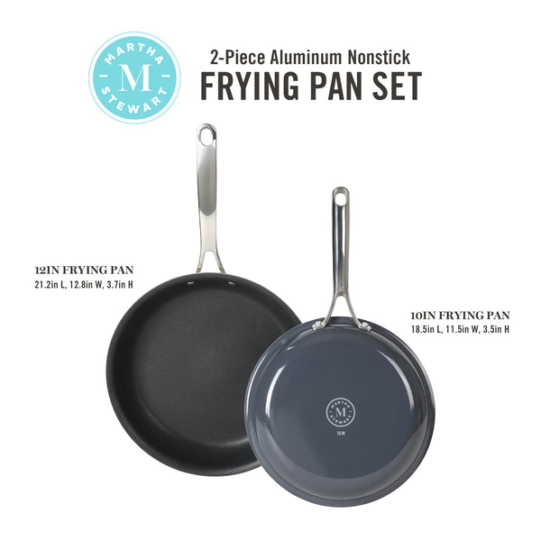 Gibson Home Martha Stewart Lockton 2-Piece 10" & 12" Enameled Aluminum Non-Stick Fry Pan Set