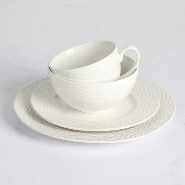 Gibson Home Martha Stewart Maepoole Porcelain Embossed 16-Piece Dinnerware Set