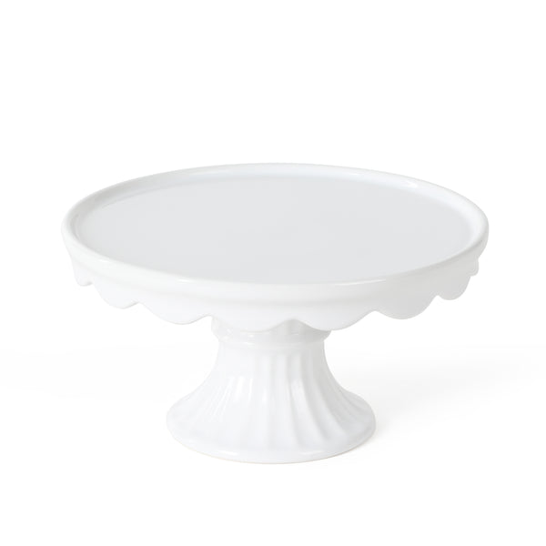 Gibson Home Martha Stewart Patterson 10" X 5.1" White Round Stoneware Cake Stand