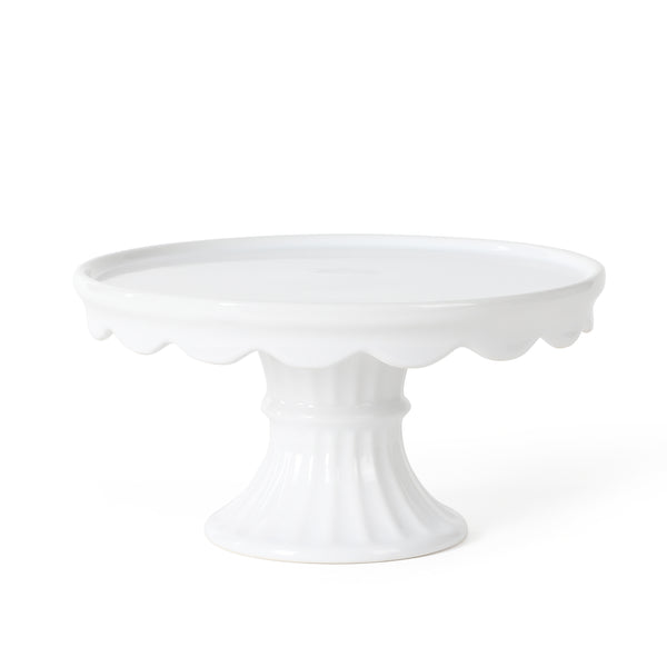 gibson home Martha Stewart Patterson 10" x 5.1" White Round Stoneware Cake Stand