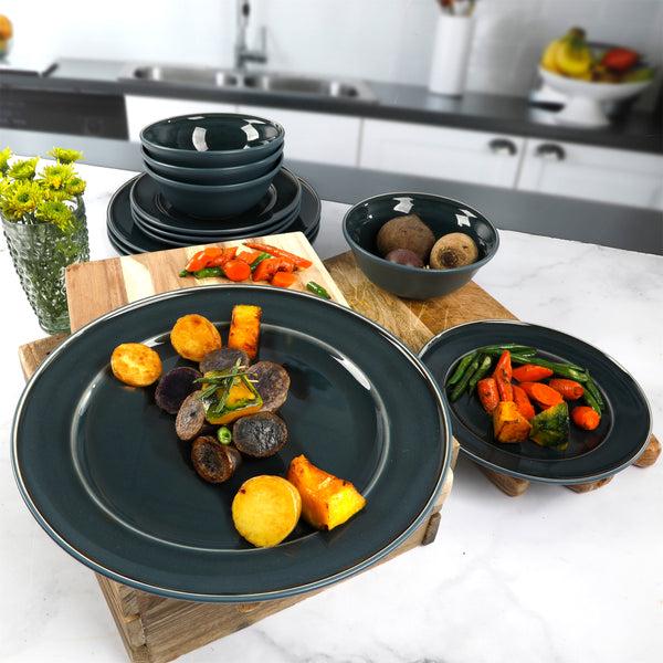 Gibson Home Martha Stewart Portillo 12-Piece Reactive Stoneware Dinnerware Set