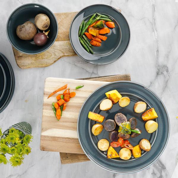 Gibson Home Martha Stewart Portillo 12-Piece Reactive Stoneware Dinnerware Set