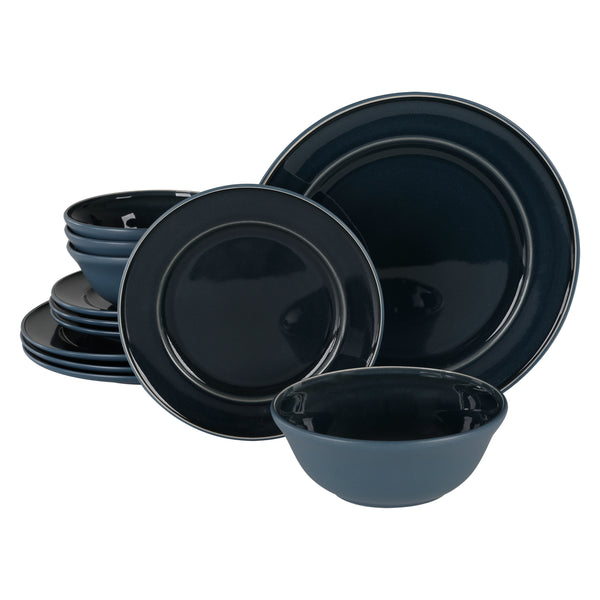 gibson home Martha Stewart Portillo 12-Piece Reactive Stoneware Dinnerware Set