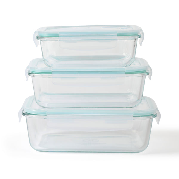 Gibson Home Martha Stewart Seavey 6-Piece (51.4oz 35.5oz 21.6oz) Square Borosilicate Glass Storage Container Set W/ Lids