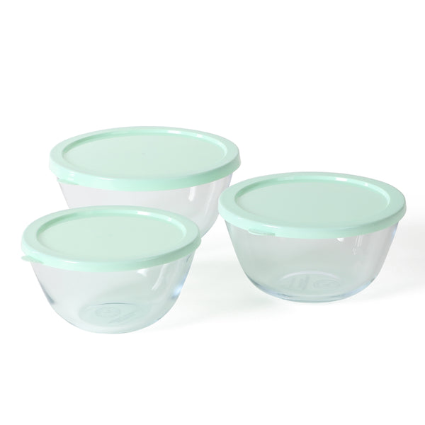 gibson home Martha Stewart Summersol 6-Piece (67.6oz 50.7oz 33.8oz) Borosilicate Glass Mixing Bowl Set w/ Lids gibson home Martha Stewart Summersol 6-Piece (67.6oz 50.7oz 33.8oz) Borosilicate Glass Mixing Bowl Set w/ Lids
