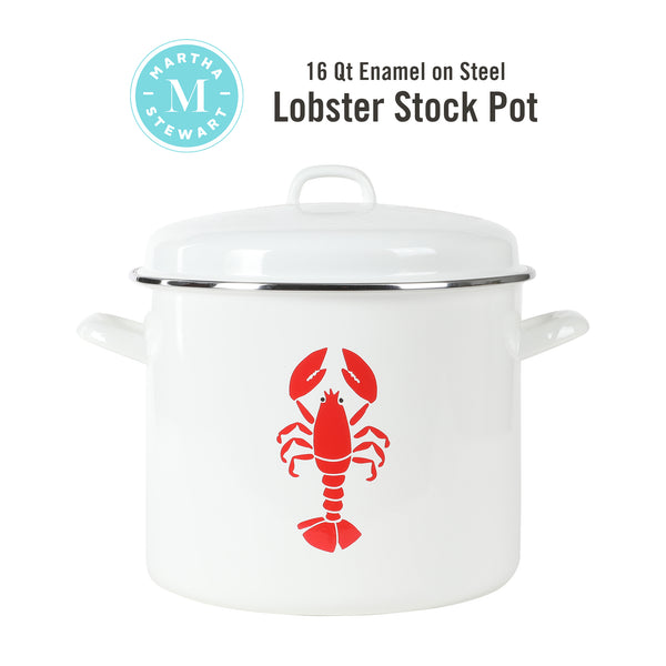 Gibson Home Martha Stewart Thayer 16-Quart Enamel On Steel Lobster Stock Pot