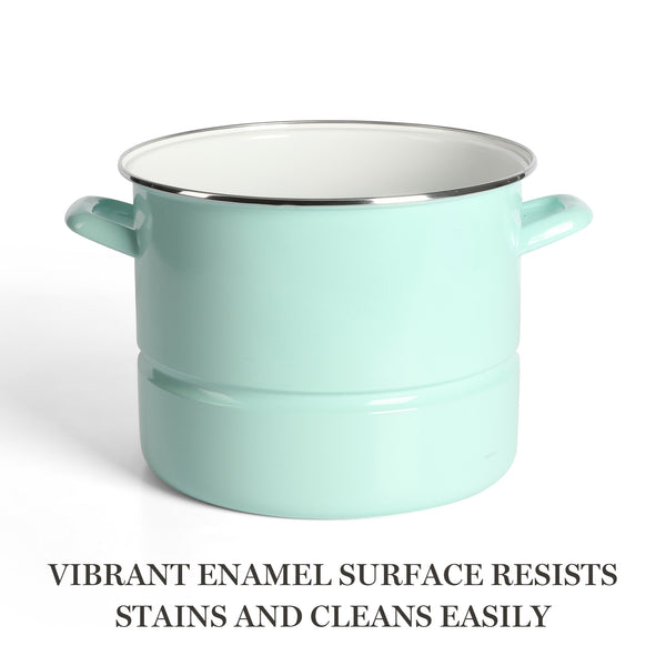 Gibson Home Martha Stewart Thayer 16-Quart Enamel On Steel Steamer Pot W/ Stainless Steel Insert