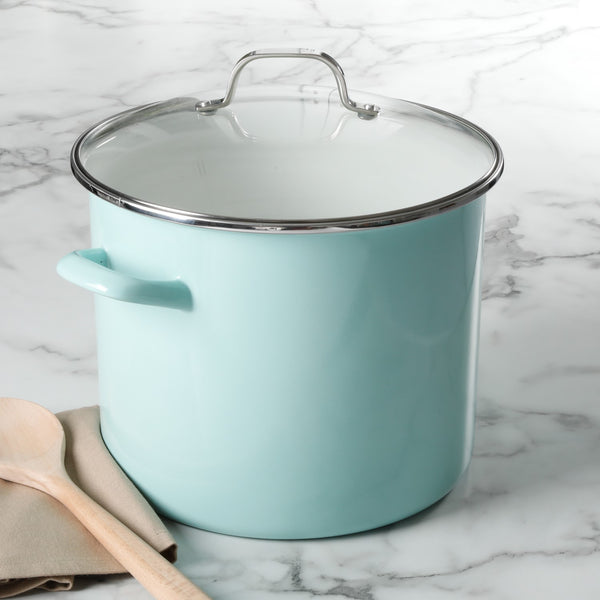 Gibson Home Martha Stewart Thayer Enamel On Steel 12-Quart Stock Pot W/ Glass Lid