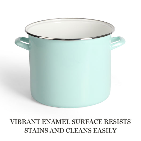 Gibson Home Martha Stewart Thayer Enamel On Steel 12-Quart Stock Pot W/ Glass Lid