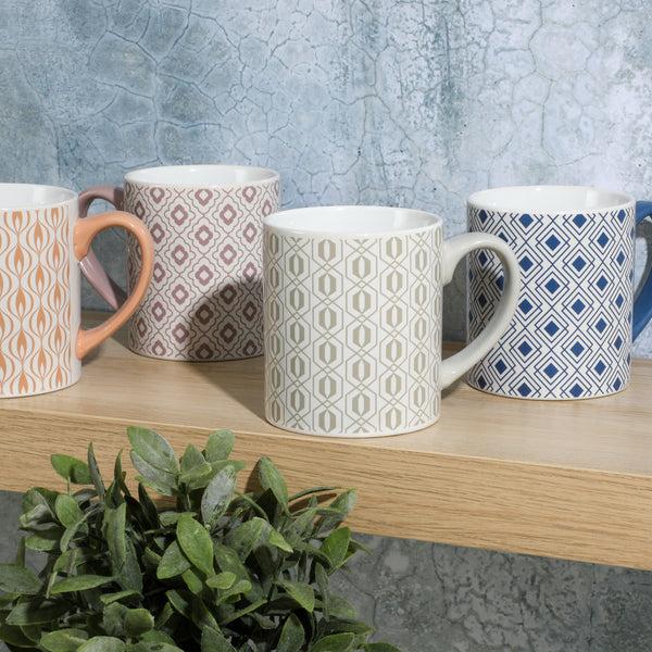 Gibson Home Mr. Coffee Bliss 4-Pack 20oz Assorted Design Stoneware Mug Set