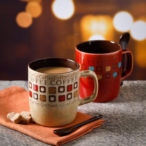 Gibson Home Mr. Coffee Café Americano 8-Piece 14oz Assorted Styles Mug Set W/ Spoons