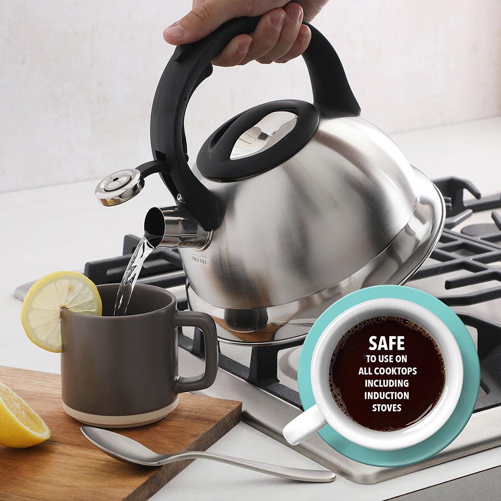 Gibson Home Mr. Coffee Hartbay 2.4 Quart Large Stainless Steel Whistling Tea Kettle