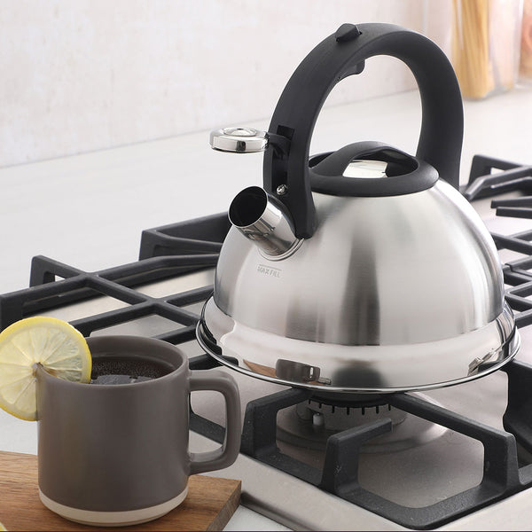 gibson home Mr. Coffee Hartbay 2.4 Quart Large Stainless Steel Whistling Tea Kettle