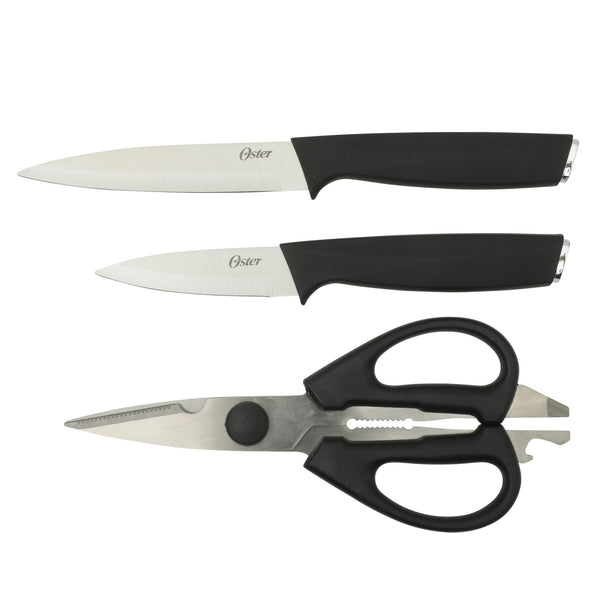 Gibson Home Oster Brixen 13 Piece High Carbon Stainless Steel Kitchen Cutlery Knife Block Set W/ Black Wood Block