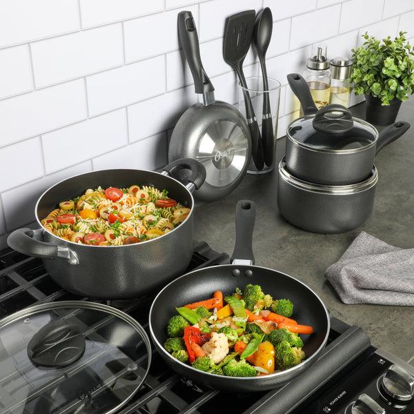 Gibson Home Oster Clairborne 10-Piece Aluminum Cookware Set W/ Tools