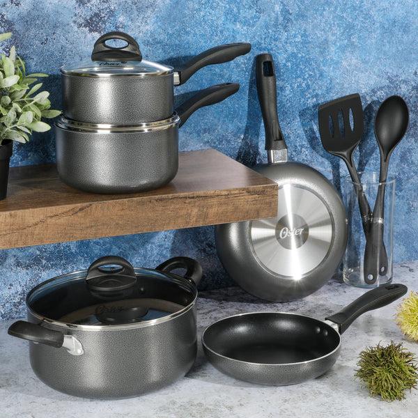 Gibson Home Oster Clairborne 10-Piece Aluminum Cookware Set W/ Tools