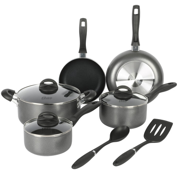 gibson home Oster Clairborne 10-Piece Aluminum Cookware Set w/ Tools