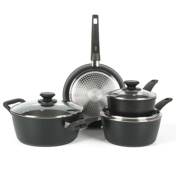 gibson home Oster Connelly 7-Piece Aluminum Premium Nonstick Pots and Pans Cookware Set w/ Induction & Bakelite Stay Cool Handle - Black
