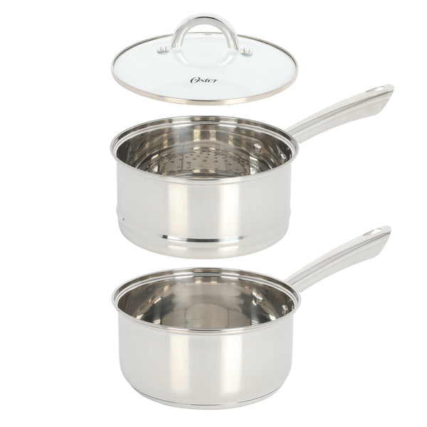 Gibson Home Oster Sangerfield 12-Piece Stainless Steel Cookware Set W/ Kitchen Tools