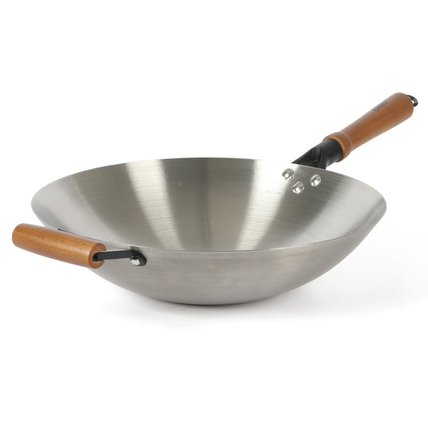 gibson home Oster Sangerfield 14-Inch Carbon Steel Wok w/ Wood Handles gibson home Oster Sangerfield 14-Inch Carbon Steel Wok w/ Wood Handles