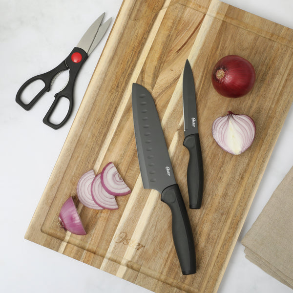 Gibson Home Oster Slicecraft 14 Piece High Carbon Stainless Steel Knife Block Cutlery Set