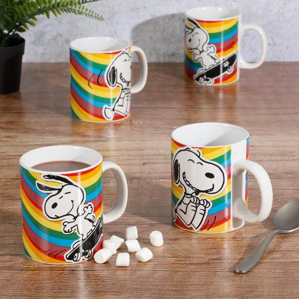 Gibson Home Peanuts 70th Anniversary 4-Piece 15oz Snoopy Stoneware Mug Set