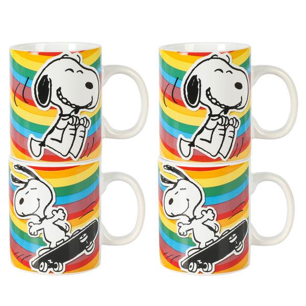 gibson home Peanuts 70th Anniversary 4-Piece 15oz Snoopy Stoneware Mug Set
