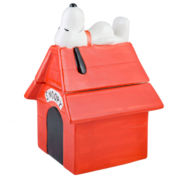 gibson home Peanuts Classic Snoopy Doghouse 11" Ceramic Cookie Jar w/ Fitted Lid