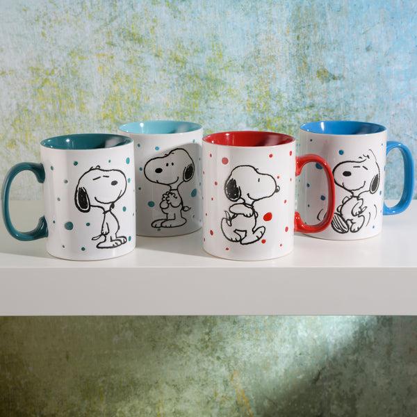Gibson Home Peanuts Freckled Joy 4-Pack 15oz Snoopy Stoneware Mug Set