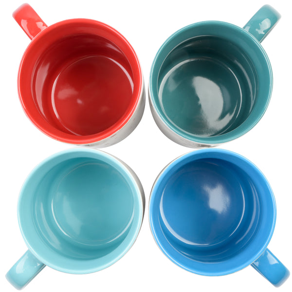 Gibson Home Peanuts Freckled Joy 4-Pack 15oz Snoopy Stoneware Mug Set