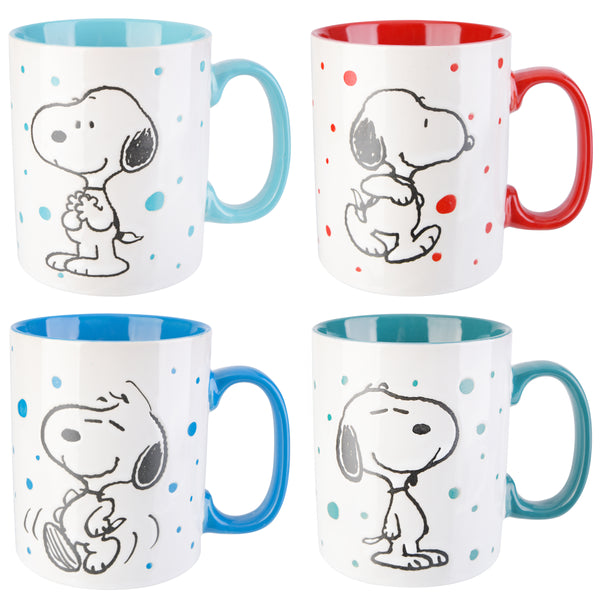 gibson home Peanuts Freckled Joy 4-Pack 15oz Snoopy Stoneware Mug Set gibson home Peanuts Freckled Joy 4-Pack 15oz Snoopy Stoneware Mug Set