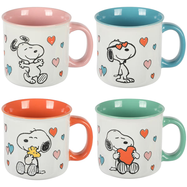 gibson home Peanuts Mothers Love 4-Pack Large 21oz Camper Stoneware Mug Set gibson home Peanuts Mothers Love 4-Pack Large 21oz Camper Stoneware Mug Set