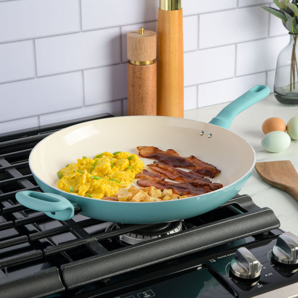 Gibson Home Spice By Tia Mowry 14-Inch Non-Toxic Non-Stick Ceramic Interior Large Aluminum Fry Pan
