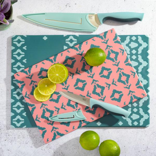 Gibson Home Spice By Tia Mowry 6-Piece Cutlery Set W/ Cutting Board Stainless Steel Knives And Sheaths