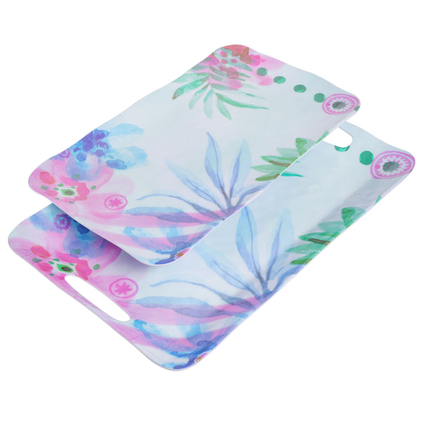 gibson home Spice by Tia Mowry Cinnamon Twist 2-Piece Decorated Melamine Serving Trays