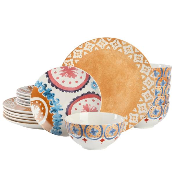 gibson home Spice by Tia Mowry Savory Saffron 18-Piece Porcelain Dinnerware Set