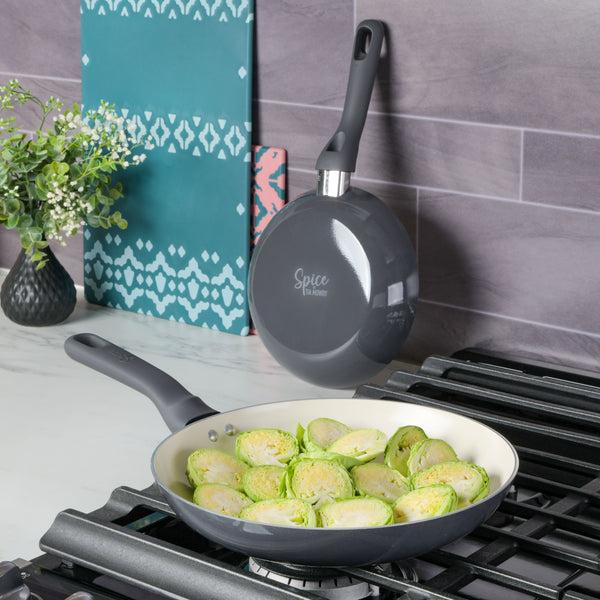 Gibson Home Spice By Tia Mowry Savory Saffron 2-Piece Aluminum Fry Pan Set W/ Ceramic Non-Stick Interiors