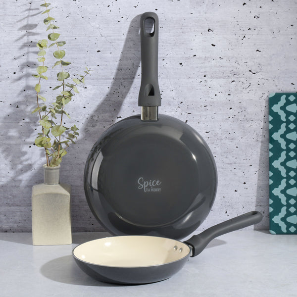 Gibson Home Spice By Tia Mowry Savory Saffron 2-Piece Aluminum Fry Pan Set W/ Ceramic Non-Stick Interiors