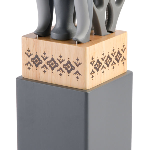 Gibson Home Spice By Tia Mowry Savory Saffron 7-Piece Stainless Steel Cutlery Set W/ Rubberwood Block